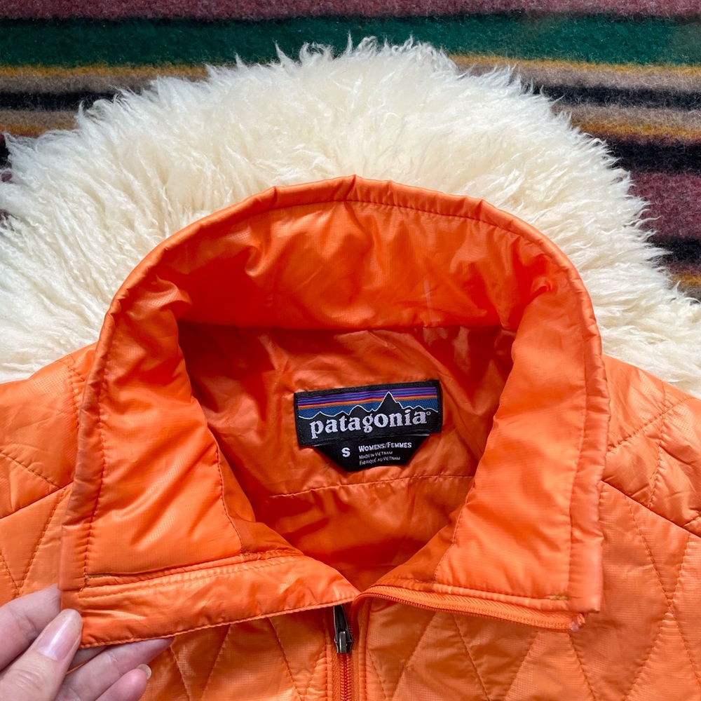 Like New Patagonia Nano Puff Quilted Diamond Full Zip Jacket in Mango Orange - Picture 3 of 11